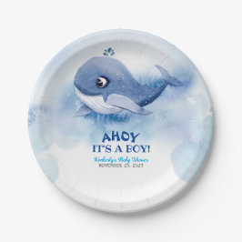 Baby shower van walvis papieren bordje