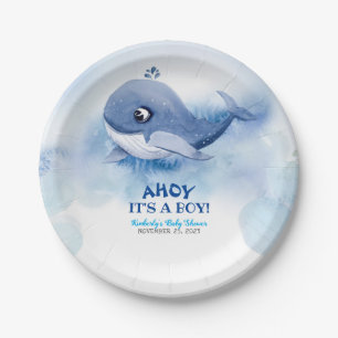 Baby shower van walvis papieren bordje