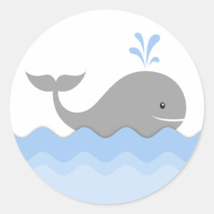 Baby shower van walvis ronde sticker