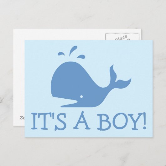 Baby shower van walvissen briefkaarten | Het is ee (Voorkant / Achterkant)