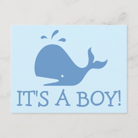 Baby shower van walvissen briefkaarten | Het is ee (Voorkant)
