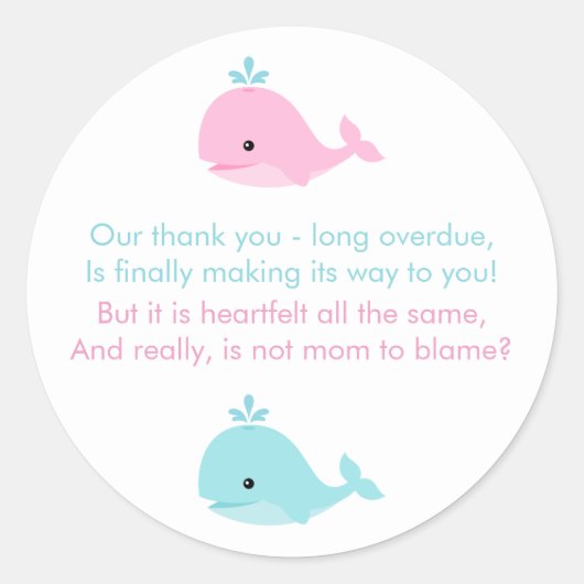 Baby shower van walvissen ronde sticker (Voorkant)