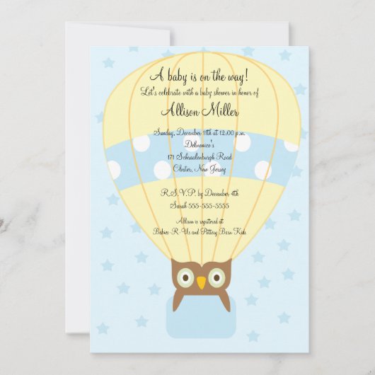 Baby shower van warme luchtballon kaart (Voorkant)