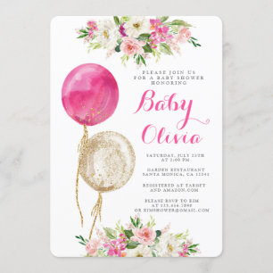 Baby shower van warmroze ballonnen kaart
