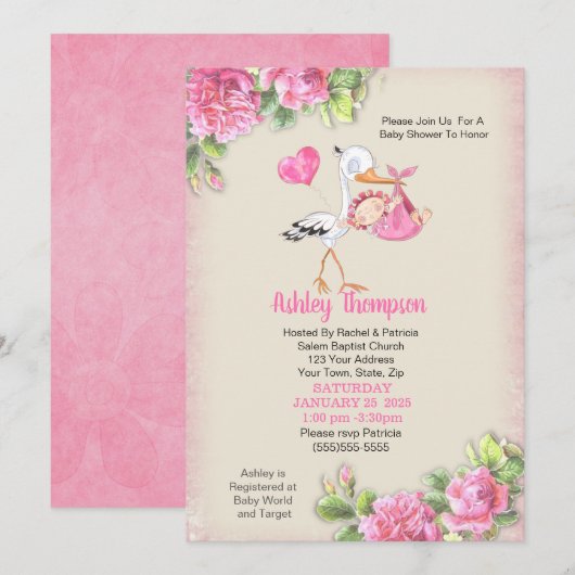 Baby shower van Waterverf- en slaapzalen Kaart (Voorkant / Achterkant)