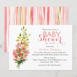 Baby shower van Waterverf Floral Bouquet Kaart