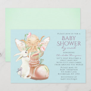 Baby shower van Waterverf-jongen met melkkonijn Kaart