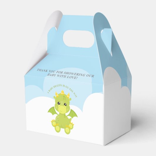 Baby shower van Whimsical Boy Dragon Bedankdoosjes (Achterkant)