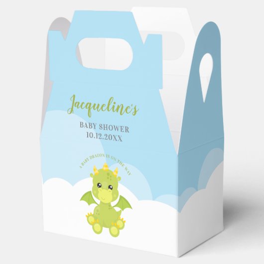 Baby shower van Whimsical Boy Dragon Bedankdoosjes (Geopend)