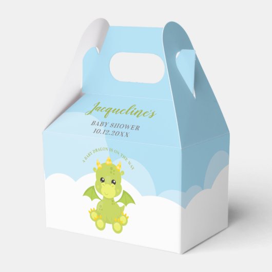 Baby shower van Whimsical Boy Dragon Bedankdoosjes (Voorkant Zijde)