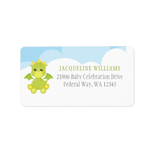 Baby shower van Whimsical Boy Dragon Etiket (Voorkant)
