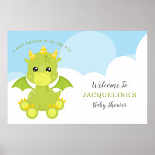 Baby shower van Whimsical Boy Dragon Poster