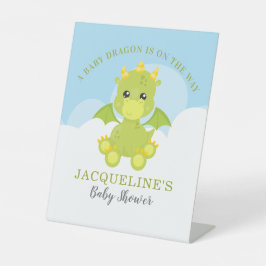 Baby shower van Whimsical Boy Dragon Reclamebord Met Voetstuk