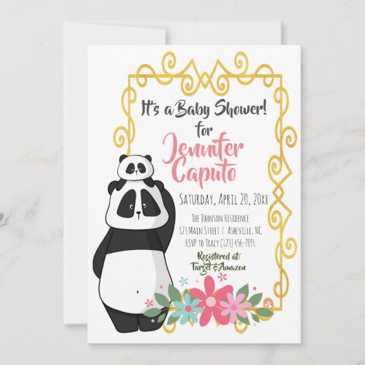 Baby shower van Whimsical Pandas Kaart (Voorkant)