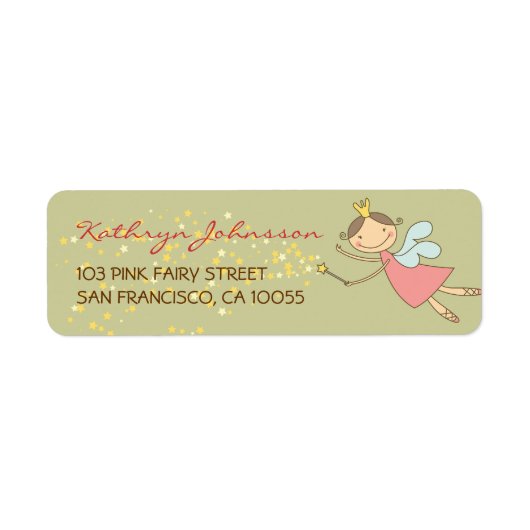Baby shower van Whimsical Pink Fairy Princess Etiket (Voorkant)