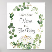 Baby shower van White Pumpkin Greenery wenst Baby Poster (Voorkant)