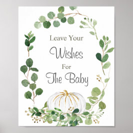 Baby shower van White Pumpkin Greenery wenst Baby Poster