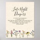  Baby shower van wilde bloem Late Night Diaper Poster (Voorkant)