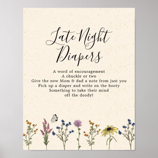 Baby shower van wilde bloem Late Night Diaper Poster (Voorkant)