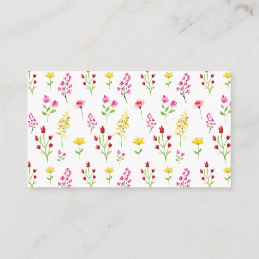 Baby shower van wilde bloem Luierspoelroze Informatiekaartje (Achterkant)