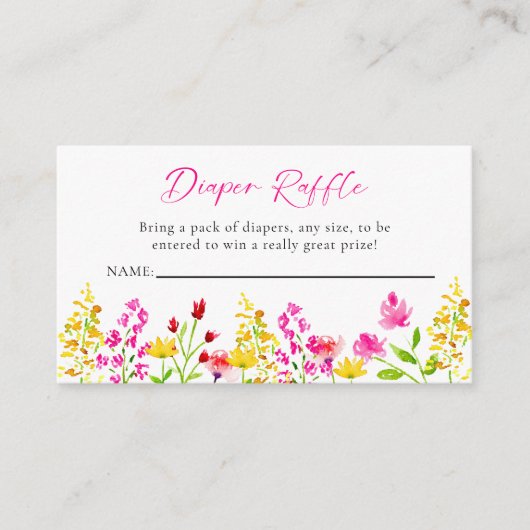 Baby shower van wilde bloem Luierspoelroze Informatiekaartje (Voorkant)