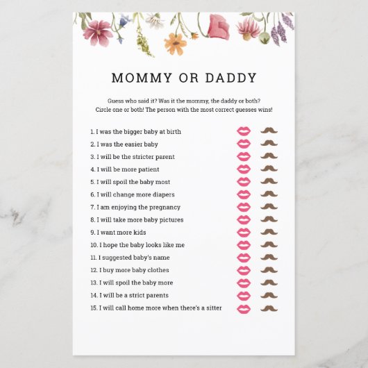 Baby shower van wilde bloemen (Voorkant)