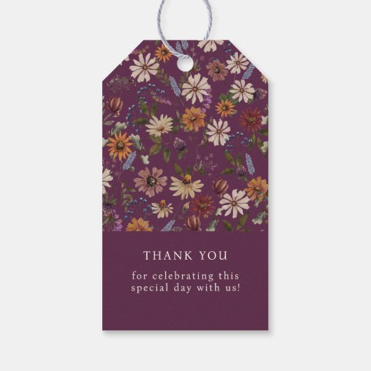 Baby shower van wilde bloemen cadeaulabel (Achterkant)