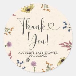 Baby shower van wilde bloemen Dank u Sticker