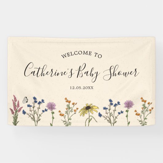  Baby shower van wilde bloemen Grote banner (Horizontaal)