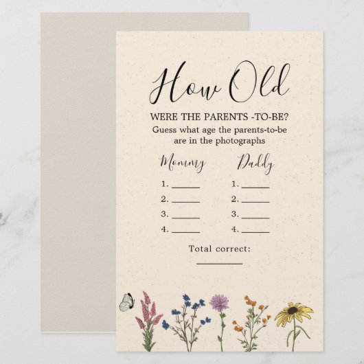  Baby shower van wilde bloemen hoe oud de ouders z (Voorkant / Achterkant)