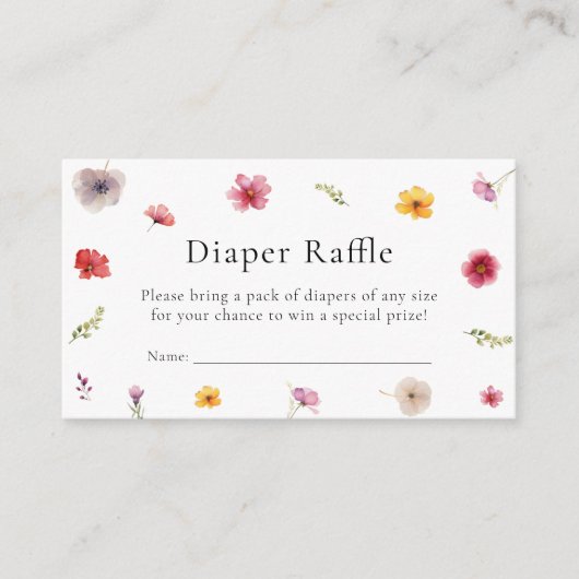 Baby shower van wilde bloemen informatiekaartje (Voorkant)