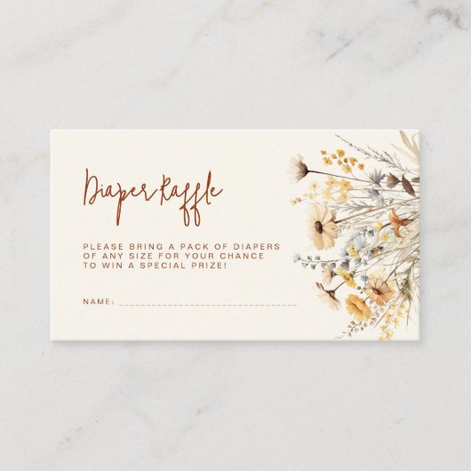 Baby shower van wilde bloemen informatiekaartje (Voorkant)