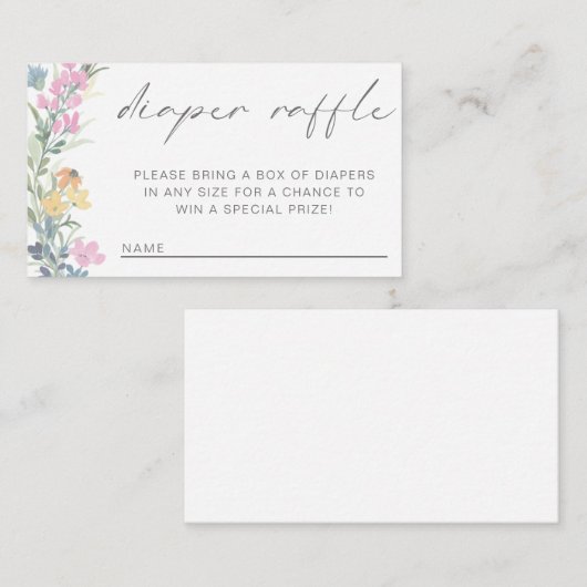 Baby shower van wilde bloemen informatiekaartje (Voorkant / Achterkant)