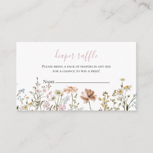 Baby shower van wilde bloemen informatiekaartje (Voorkant)