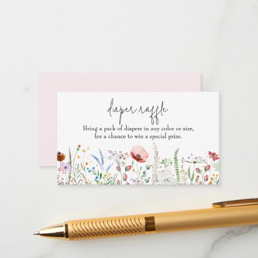 Baby shower van wilde bloemen informatiekaartje (Voorkant / Achterkant in situ)