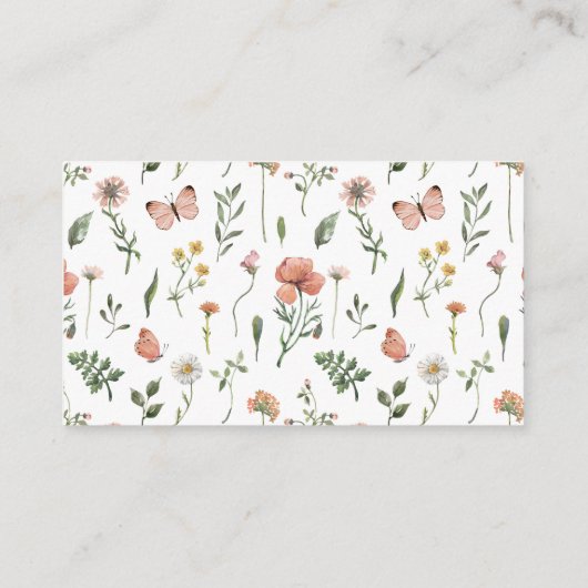 Baby shower van wilde bloemen informatiekaartje (Achterkant)