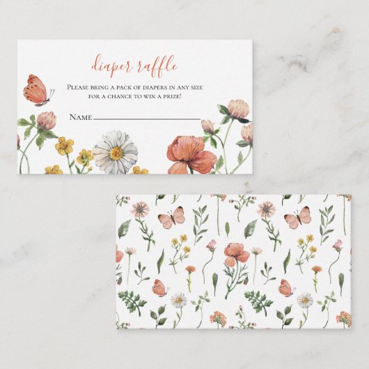 Baby shower van wilde bloemen informatiekaartje (Voorkant / Achterkant)