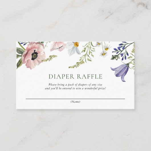 Baby shower van wilde bloemen informatiekaartje (Voorkant)