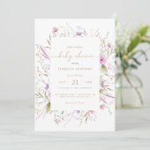 Baby shower van wilde bloemen kaart (Staand voorkant)