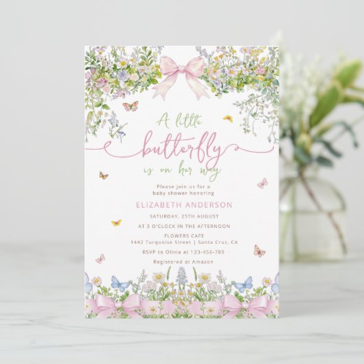 Baby shower van wilde bloemen kaart (Staand voorkant)