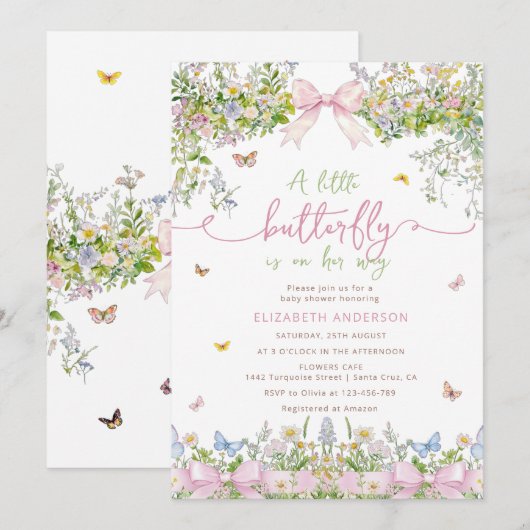 Baby shower van wilde bloemen kaart (Voorkant / Achterkant)