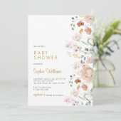 Baby shower van wilde bloemen kaart (Staand voorkant)