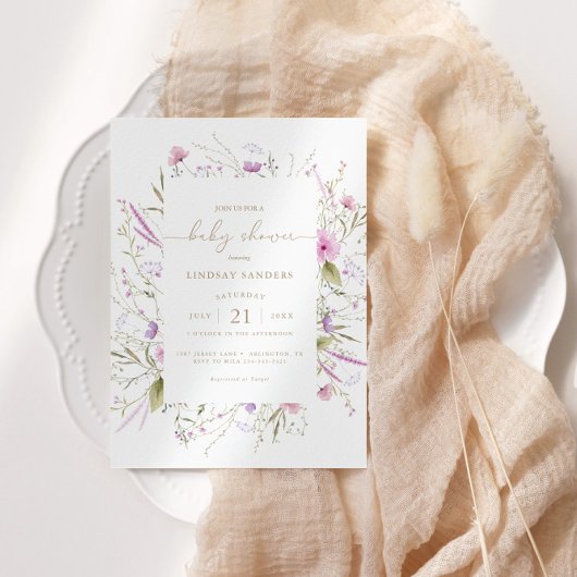 Baby shower van wilde bloemen kaart