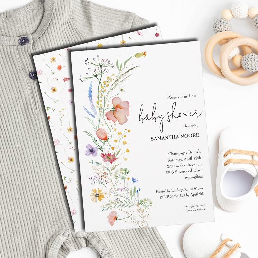 Baby shower van wilde bloemen kaart