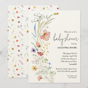 Baby shower van wilde bloemen kaart