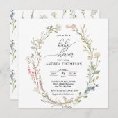 Baby shower van wilde bloemen kaart (Voorkant / Achterkant)