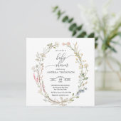 Baby shower van wilde bloemen kaart (Staand voorkant)