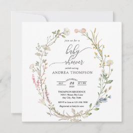 Baby shower van wilde bloemen kaart