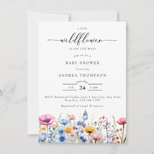 Baby shower van wilde bloemen kaart (Voorkant)