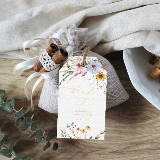 Baby shower van wilde bloemen, Labels voor vetweef Cadeaulabel
